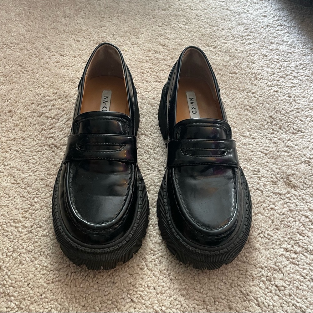 Chunky Black NAKD Penny Loafers